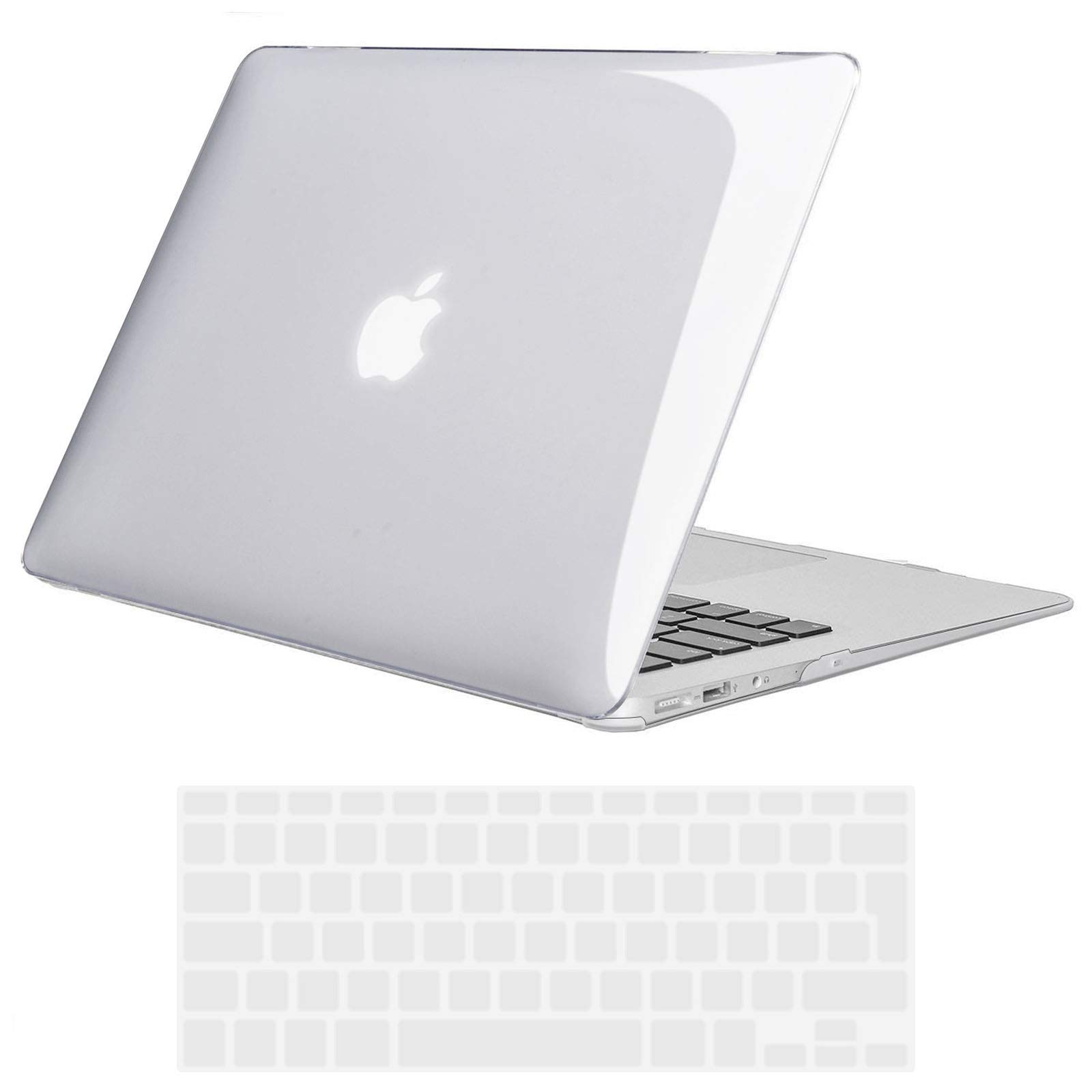 TECOOL Case compatible with old MacBook Air 13 inch 2010-2017 (A1466 A1369), Plastic Snap On Hard Shell Cover & UK EU Keyboard Protector, Clear Transparent (Glossy)
