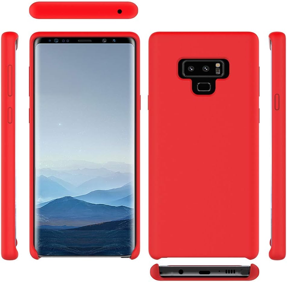 LIRAMARK Liquid Silicone Soft Back Cover Case for Samsung Galaxy Note 9 (Red)