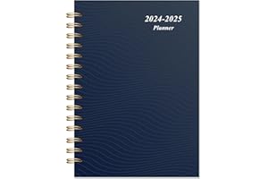 YUNAEDUO Planner 2024-2025 Daily Weekly and Monthly - Academic Year Planner July 2024-June 2025 - School Planner 5" x 8" with Floral Cover with Twin-Wire Binding - Effectively Manage Your Time - Dark Blue