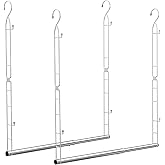 Supforce Hanging Closet Rod Stainless Steel, 2 Pack Adjustable Height & Width Closet Rod Extender, Space-Saving Closet Hanging Storage Organizer，Load up to 88LB