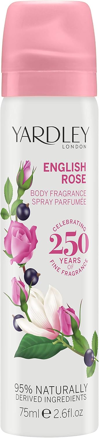 Yardley London English Rose Body Spray, 75 ml, Pack of 1, 75 ml (Pack of 1)