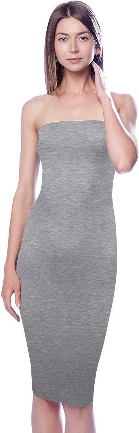 DNA Couture Women's Basic Strapless Bodycon Mini Tube Dress Large Heather Grey