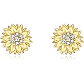 VONALA Sunflower Earrings Stud for Women 925 Sterling Silver Gold Flower Jewelry Birthday Gifts for Her