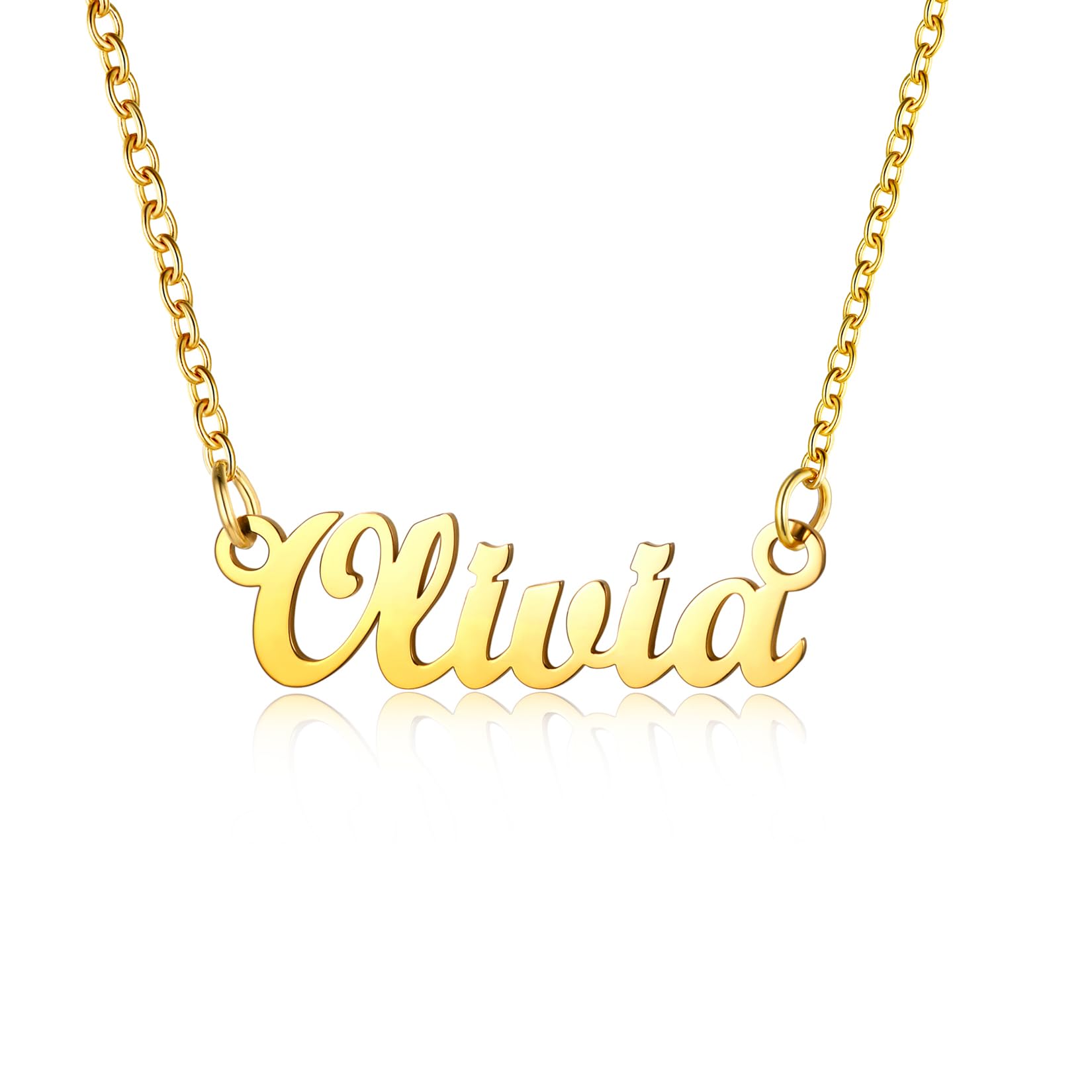 U7 Custom Name Pendant for Women Olivia Necklace Personalised Jewellery — image 1