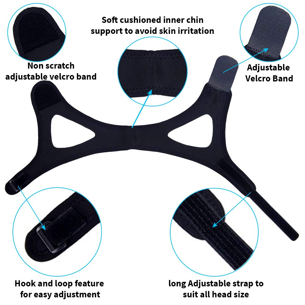 3 in 1 Snoring Solution | Improved Snoring Relief Devices | New Design Hook and Loop Adjustable Chin Strap (Black) | 4 Set Nose Vents | 3D Black Out Eye Mask | Snoring Aids for Men, Women and Kids.