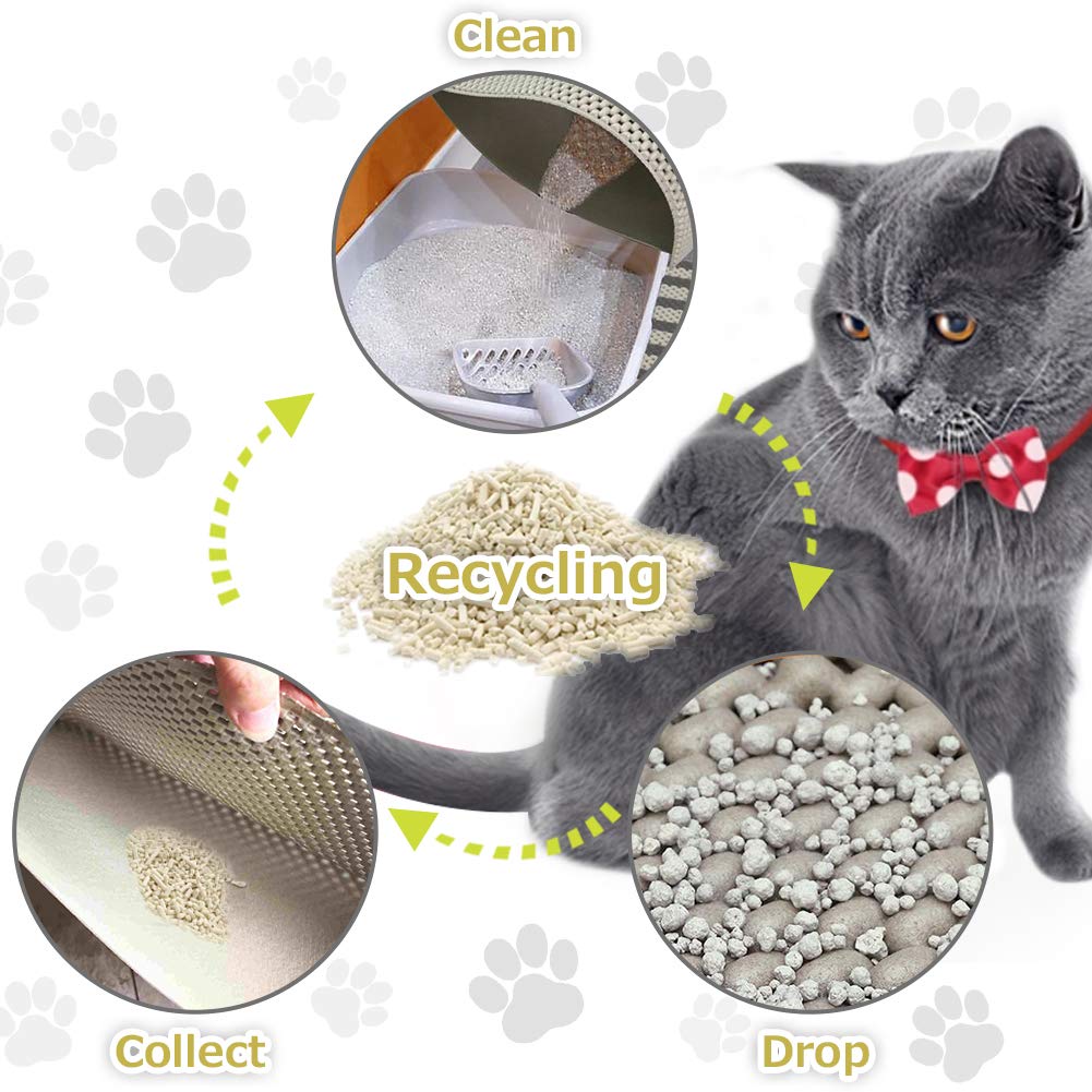 RioRand Cat Litter Mat Trapper Mat 30X18 Inch Honeycomb Double Layer Design Easy Clean Pet Feeding Mat for Litter Boxes