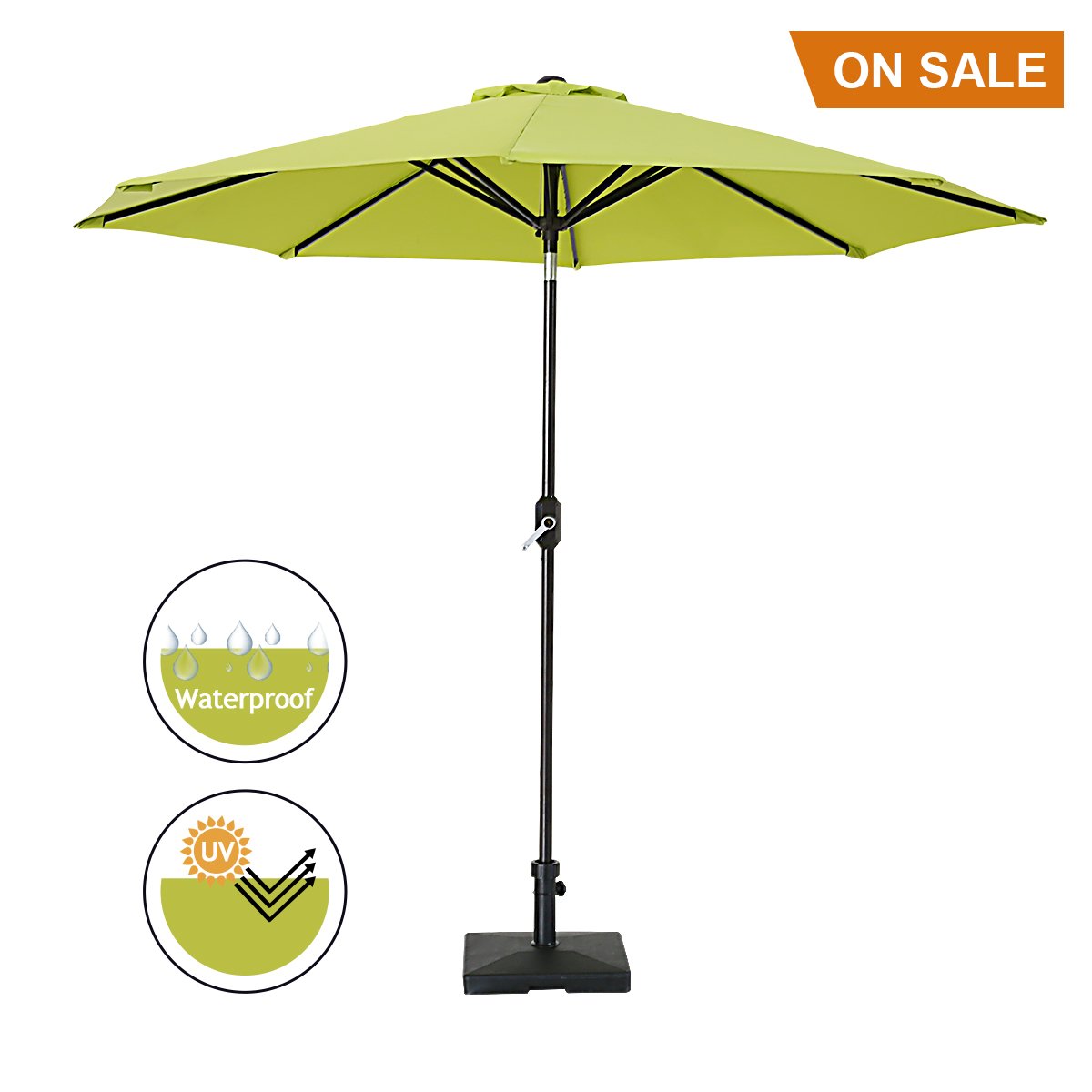 Sumbel Patio Umbrella 10 Ft Aluminum Outdoor Table Market Umbrella With Push Button Tilt And Crank 8 Ribs Lime Green Amazon In Garden Outdoors