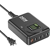 240W GaN Charger, 5-Port USB C Charger with 140W Max PD 3.1 Port, LED Display Desktop Charging Station Adapter for MacBook Pro/Air M3/M2/M1, Laptops, iPhone 17/16, Galaxy S24/S23, iPad, Steam Deck