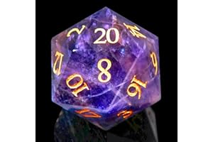 1PCS Gem D20 DND Dice - 25mm 20 Sided CrystalAmethyst D&D Dice for Dungeons and Dragons, RPG, Roleplaying Games MTG Table Gam