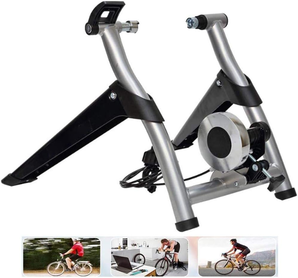 Magnetic Bike Trainer Stand, Noise Reduction, Quick Release & Front Wheel Riser Resistance Foldable Bicycle Exercise Stand for Mountain & Road Bikes