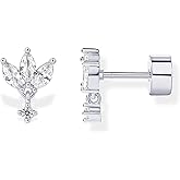 PAVOI 14K Gold Plated Sentimental Dangle Flat Back Earrings for Women | Helix and Cartilage Pearl Cluster Triangle Lotus Pear Marquise Cubic Zirconia Screw Back Earring Pair