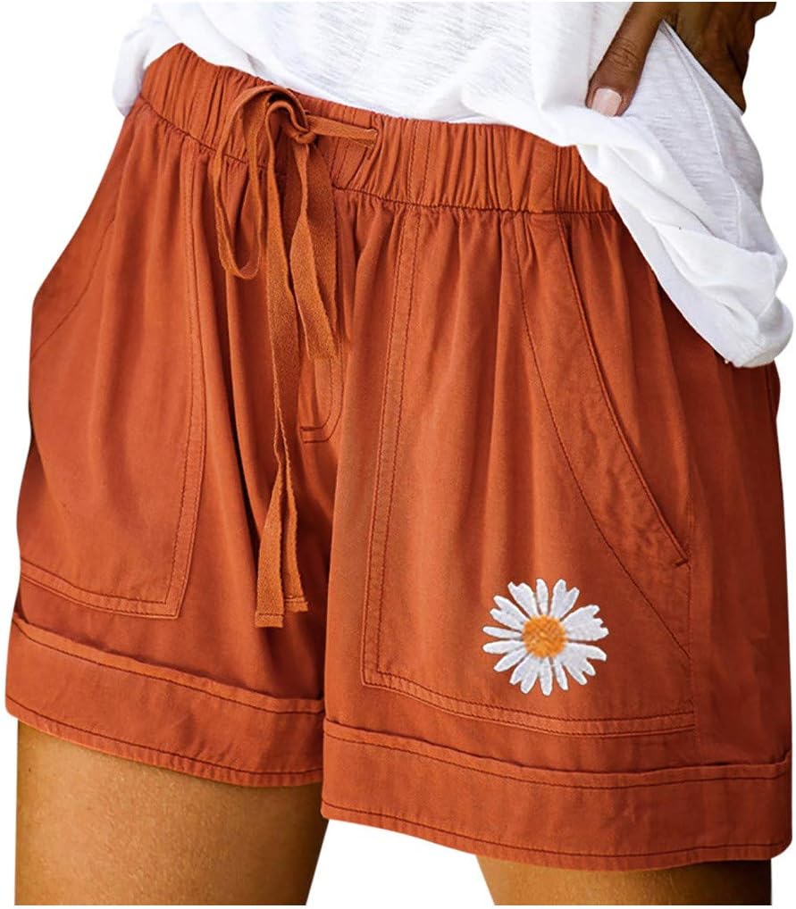 women's elastic waist shorts with pockets