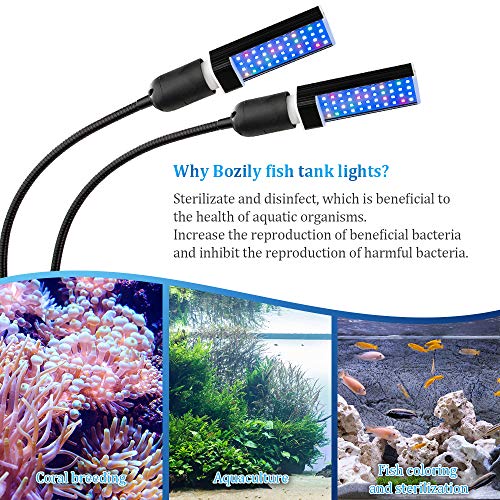 Bozily Aquarium Light Dimmable, Full Spectrum Freshwater Fish Tank Light with Replaceable Bulbs and Adjustable C-Clamp for Aquatic Plant Growth