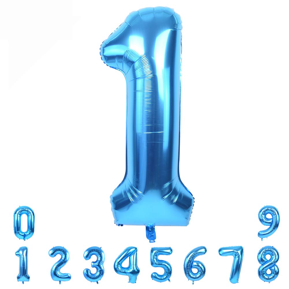 TONIFUL 40 Inch Blue Large Numbers Balloon 0-9(Number 1) Birthday Party Decoration,Foil Mylar Big Number Balloon Digital 1 for Birthday Party,Wedding, Bridal Shower Engagement Photo Shoot, Anniversary