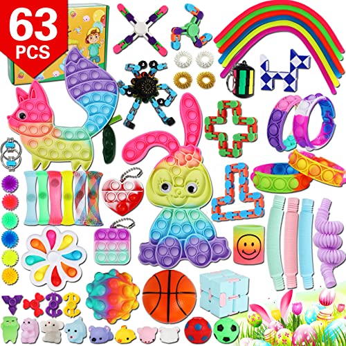 63 pcs Fidget Toy Packs, Sensory Fidget Toys Set