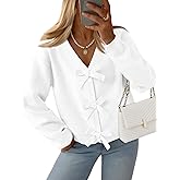 LILLUSORY Womens Cropped Cardigan Sweater Chunky Knit Tie Front Bow Fall Top V Neck Outfits Cute Cozy Clothes 2025 Trendy