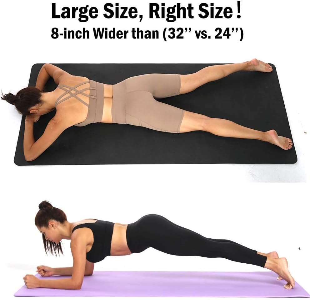 DEYACE Yoga Mat, Extra Thick & Wide Non Slip Workout Fitness Home Exercise Mats for Women Men, 72''L x 32''W x 2/5'' Thickness （Black） : Sports & Outdoors