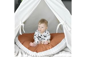 Kishome Large Floor Pillow Kids Round Floor Cushion Seating, 35 inches Big Circle Pillow, Round Pillows Seating for Children, Oversized Mat for Reading Nook Teepee Playroom Nursery Canopy Brown