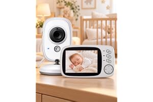 Babá Eletrônica, Câmera Para Bebê, Com Monitor LCD Colorido 3,2”, Visão Noturna, Áudio Bidirecional, Sensor de Temperatura, Modo VOX e Canções de Ninar