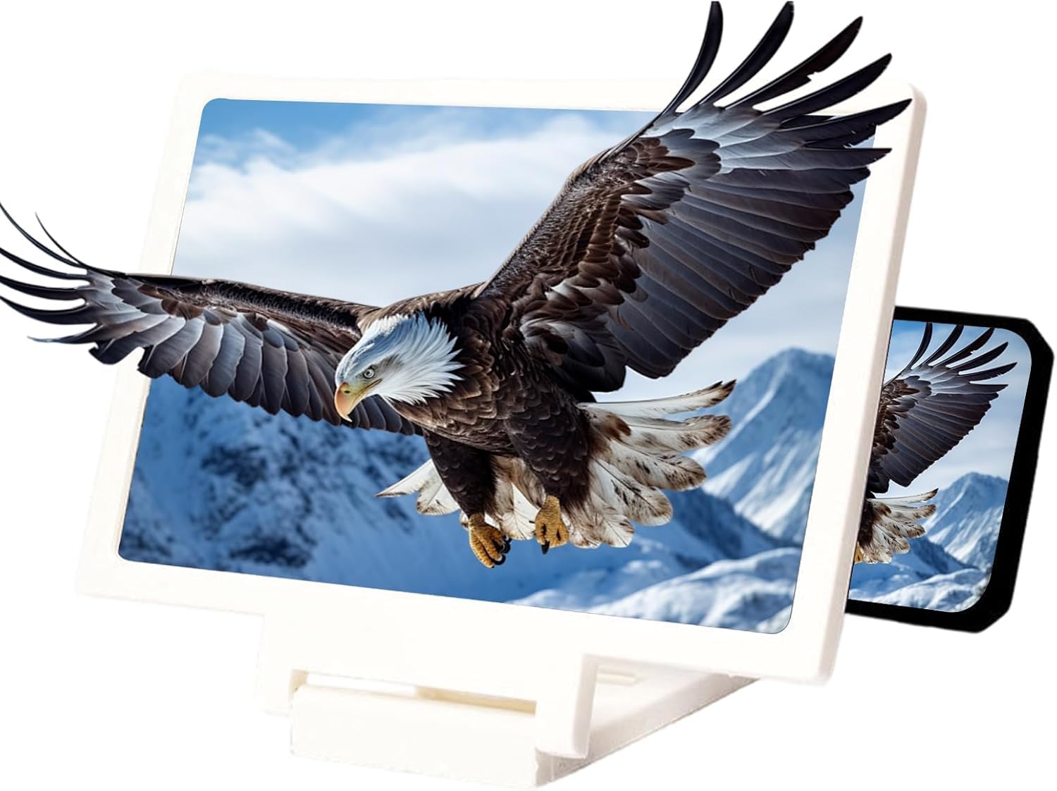 Photo 1 of 12-Inch HD Screen Magnifier, Foldable Phone Screen Enlarger for Movies, Videos, Gaming, Portable Phone Stand Amplifier (White)