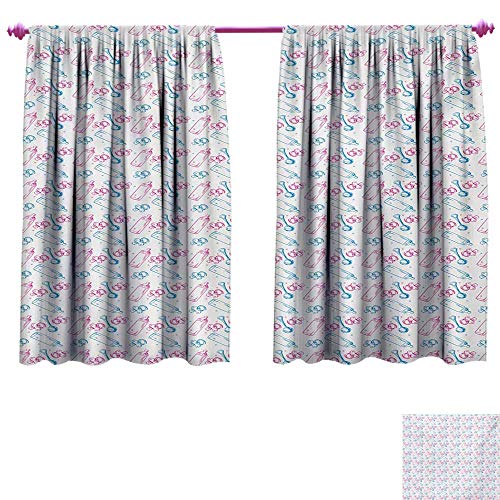 cobeDecor Baby Customized Curtains Milk Bottles Pacifiers Rattles Pattern Hand Drawn Baby Toys Themed Ornate Image Window Curtain Drape W72 x L63 Pink Blue White