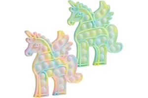 Hoofun Glow in The Dark POP Unicorn Bubble Toys, 2Pack Fluorescent Fidget Unicorn Anti-Anxiety Push Bubbles Sensory Unicorn Popper Toys for Girls Adults Kids