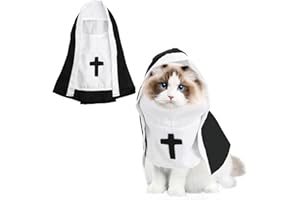 PWSAP Cute Pet Nun Costume, Cats Dogs Nun Clothes Outfit, Funny Pets Halloween Costume Dress Up Apparel Cosplay Clothes for Small Medium Large Cats Dogs Pets Halloween Christmas Magic Cosplay Party, L
