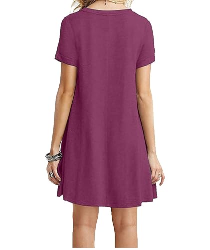 MOLERANI Women's Casual Plain Simple T-Shirt Loose Dress(Mauve,L) in Dubai - UAE | Whizz Casual MOLERANI Women's Casual Plain Simple T-Shirt Loose Dress(Mauve,L) in Dubai - UAE | Whizz Casual