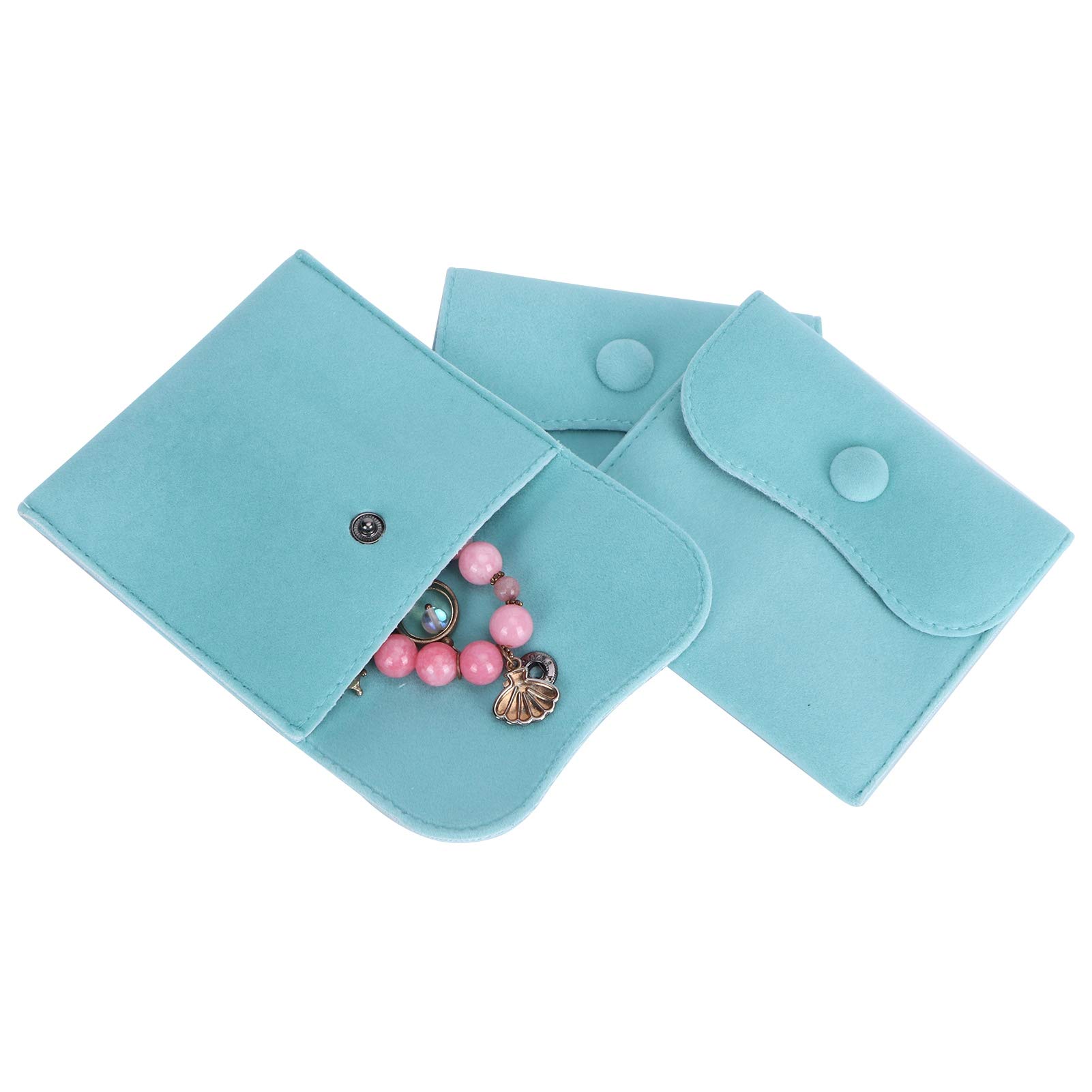 Leather Small Jewelry Pouch Jewelry Velvet Bags Snap Velvet Pouches for Jewelry for Necklaces Bracelet Rings