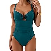 Aidonger One Piece Lace Up Swimsuit for Women Tummy Control Slimming Bathing Suits Cut Out Push Up Swimwear