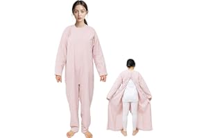 Siomlana Unisex Anti-Strip Adaptive Jumpsuit with Magic Stickers,One-piece Long-sleeved Trousers,Suitable for Seniors,Alzheimer’s Patients,Incontinence Care,Dementia Patient