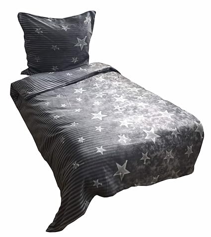 Leonado Vicenti 4 teilig Winter Bettwäsche Thermofleece 135x200 weich, Maße:135 cm x 200 cm, Fleece Bettwäsche:Galaxy Grau