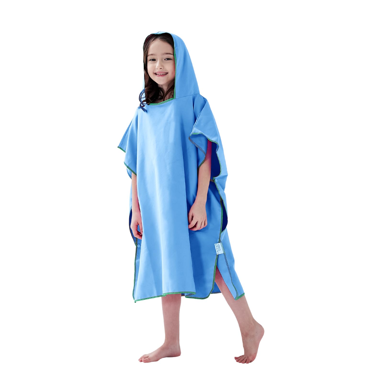 jooeer Surf Poncho Towel for Kids Microfibre Hooded Changing Beach Towel Dress for Boys Girls Pool Swimming Camping Travelling Bathing, Quick Dry, Lightweight, Blue