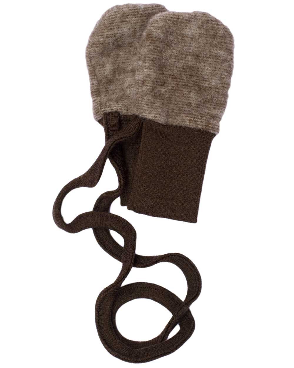 Cosilana, Baby Fleece Mittens, 60% Wool (Organic), 40% Cotton (Organic) (1, Brown Melange)