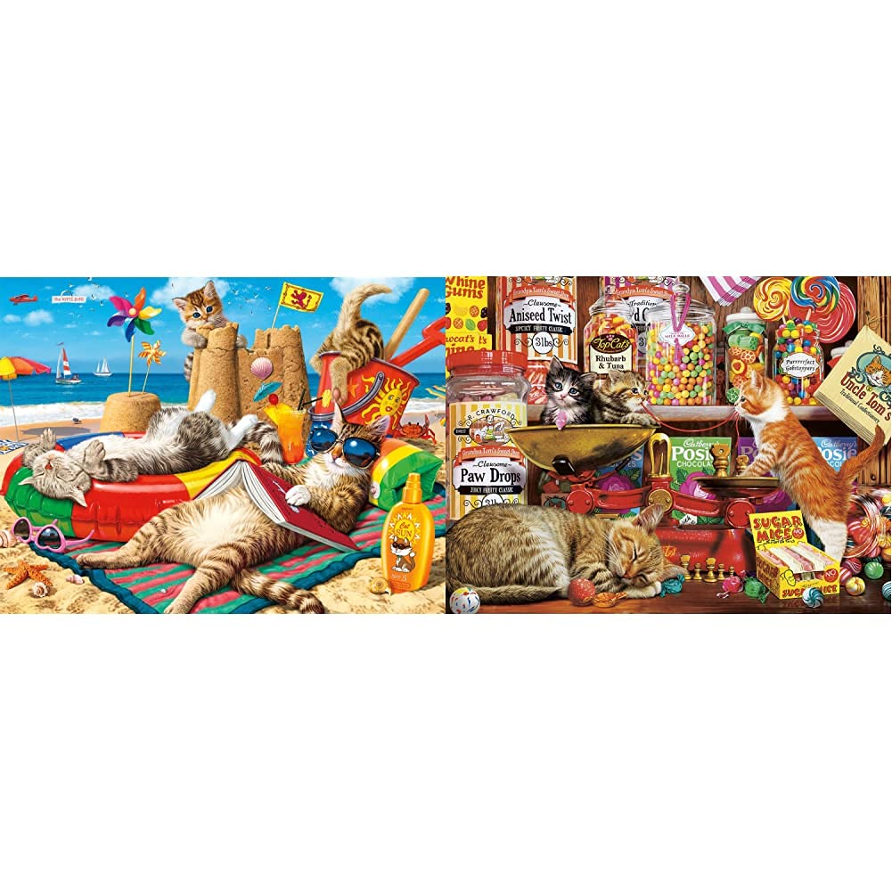 Buffalo Games - Beachcombers - 750 Piece Jigsaw Puzzle Multicolor, 24" L X 18" W & Games - Cats Collection - Sweet Shop Kittens - 750 Piece Jigsaw Puzzle Multicolor, 24" L X 18" W