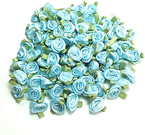 Small Ribbon Roses 100pc Bag - Light Blue