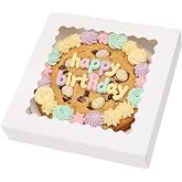 Moretoes 5pcs Pie Boxes, 12x12x2.5 White Bakery Boxes, Treat Box for Pizza | Auto-Popup Bakery Boxes, 270gsm Food Grade Cardboard, Pre-folded Containers, Suitable for Chocolate Strawberries