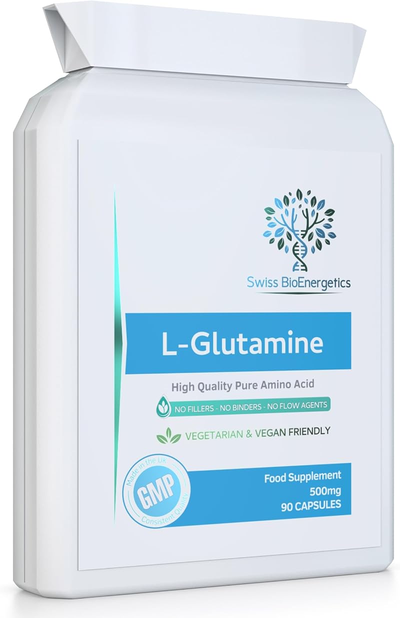 Swiss BioEnergetics L-Glutamine 500mg 90 Veg Capsules UK Made