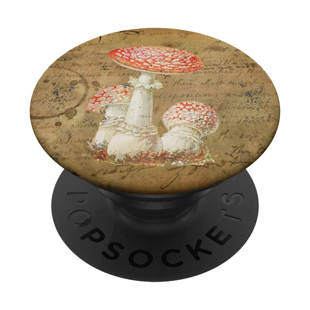 Aesthetic Old Paper Vintage Toadstool Cottagecore Mushroom PopSockets Swappable PopGrip