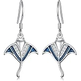 Alphm 925 Sterling Silver Ocean Earrings for Women Handmade Turquoise Chips Sea Animal Dangle Drop Earrings Ocean Theme Jewelry for Daughter Sister