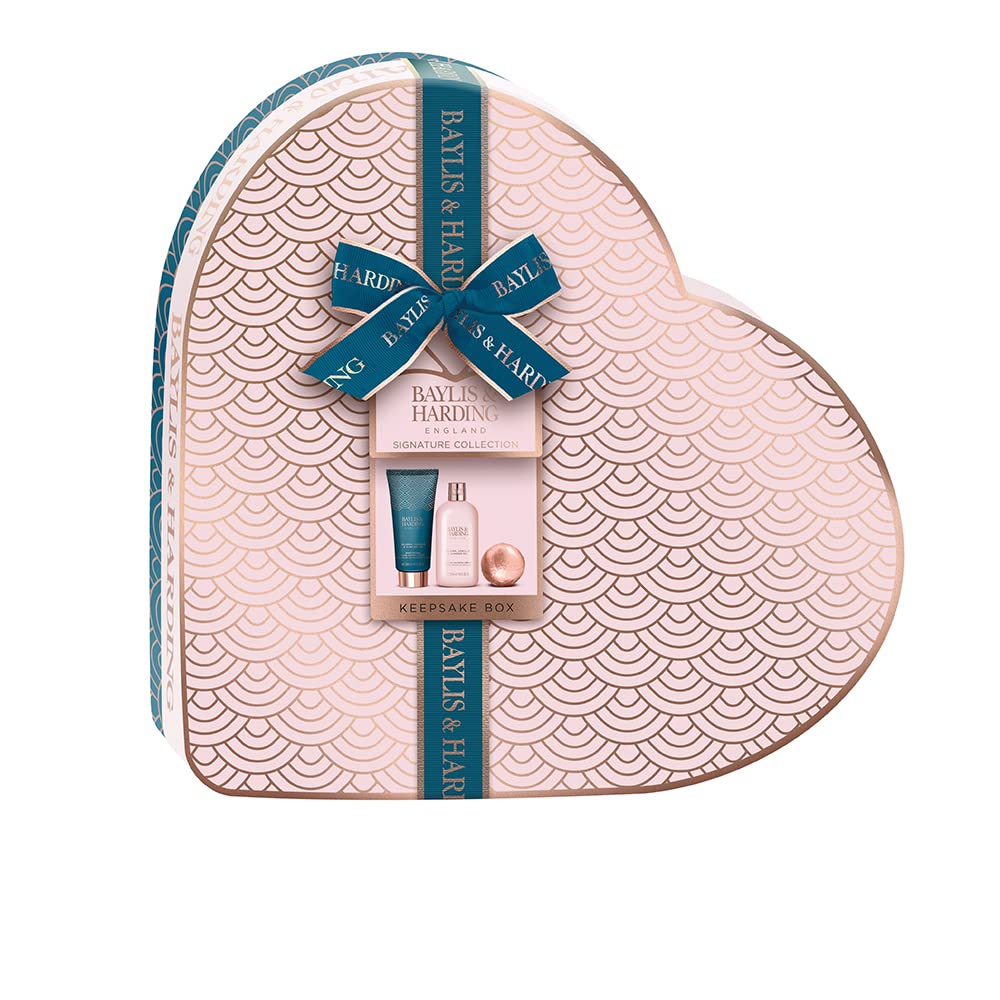 Baylis & Harding Jojoba, Vanilla & Almond Oil Luxury Heart Keepsake Gift Box - Vegan Friendly