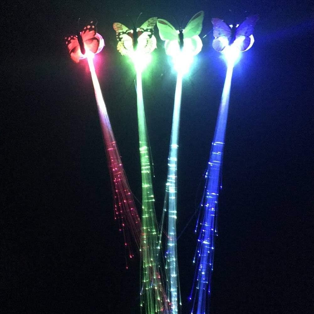 M.best 12 PCS LED Butterfly (Random Color) Flashing Fiber Optic Hair Braid Barrettes for Light Up Glow Party Favors Supplies -Multicolors,M - Image 5