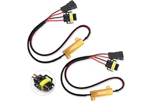 Huli 2Pcs H11/H8/H9 LED Load Resistor Kit 50W Headlight Bulb Relay Harness Adapter Anti Flicker Harness Resistor Kit for LED Lights,Fog Lights,Headlights(H11/H8/H9)