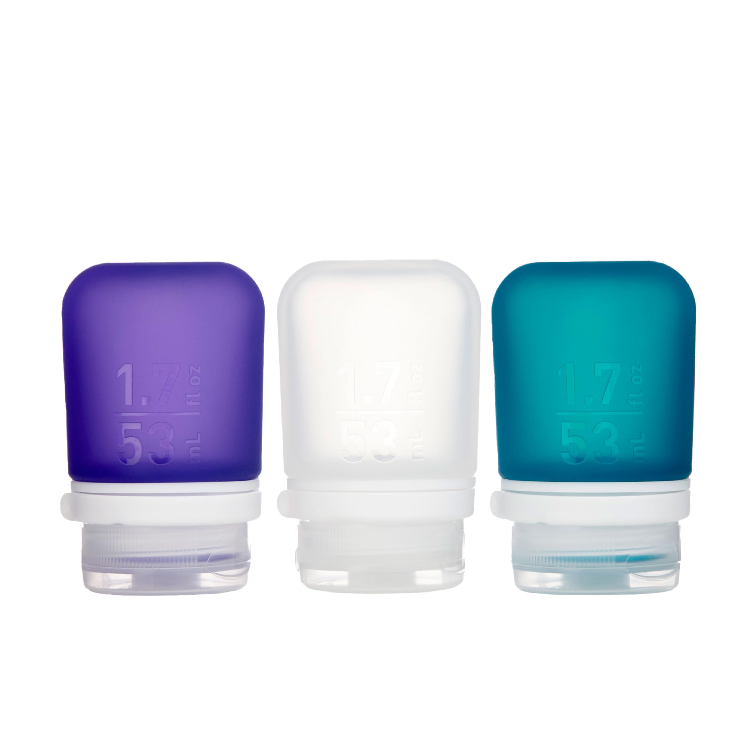humangear GoToob Travel Bottle with locking cap 3-Pack - Small 53 ml - Clear/Purple/Turquoise, Small