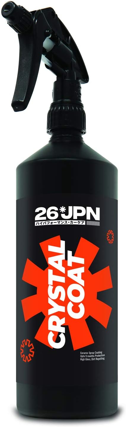26JPN Crystal Coat - Ceramic Spray Coating, High Gloss, Dirt Repelling, Hydrophobic Paint Sealant, Repels Water and Dirt (1000ml)