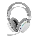 MechLands Aula G7 Wireless Gaming Headset for PS4/PS5/PC/Switch, Over-Ear Headphones with Detachable Noise Canceling Mic, RGB, Surround Sound, 60H Battery, 2.4GHz/BT/Wired (White)