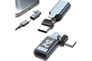 CCSmall 240W USB C Adapter with Digital Display, 360° Rotatable Type C Male to Female Connector, USBC Right Angle Adapter for