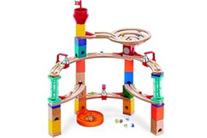 Hape Castle Escape - Quadrilla Wooden Marble Run Blocks - STEM Learning, Building & Development Construction Toy - Counting, Color & Problem Solving for Ages 4+, 101Piece, Multi Color (E6019)