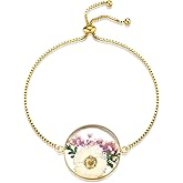 Hefestus Flower Bracelets for Women,Real Pressed Flower Bracelet,Unique Handmade Design,Cute Bracelet,Thoughtful Gift for Christmas,Valentine's,Mother's Day