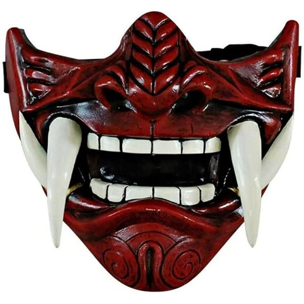 Traditional Japanese Hannya Mask, Noh Oni Demon Creepy Smile Mask For